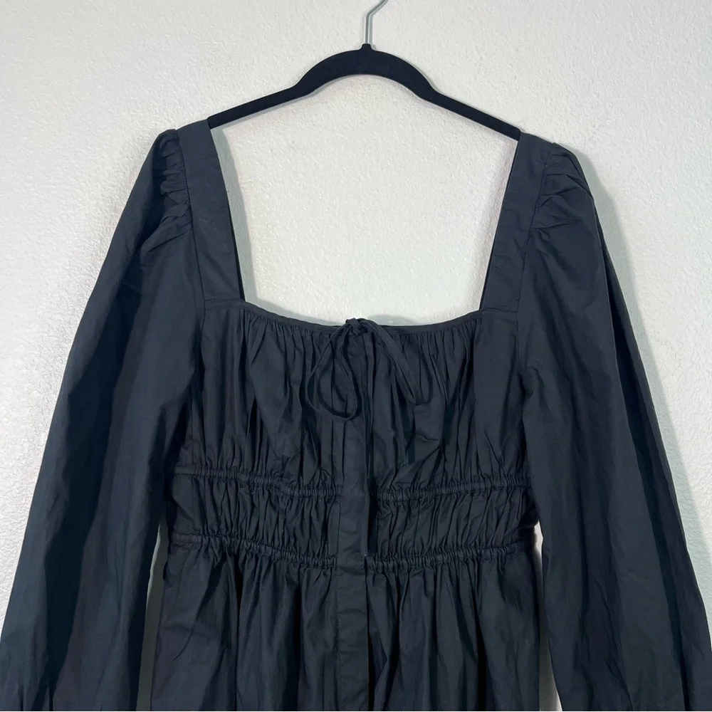J. Crew Cinched-Waist Cotton Poplin Dress Whimsigoth Black Size 10
